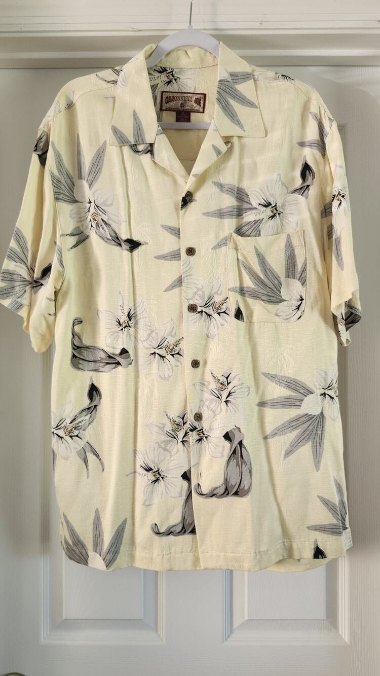 Caribbean Joe Men's Hawaiian Shirt Medium M Yellow 100% Rayon Floral #318